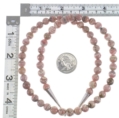 Southwest Sterling Silver Rhodochrosite Bead Necklace AX91276